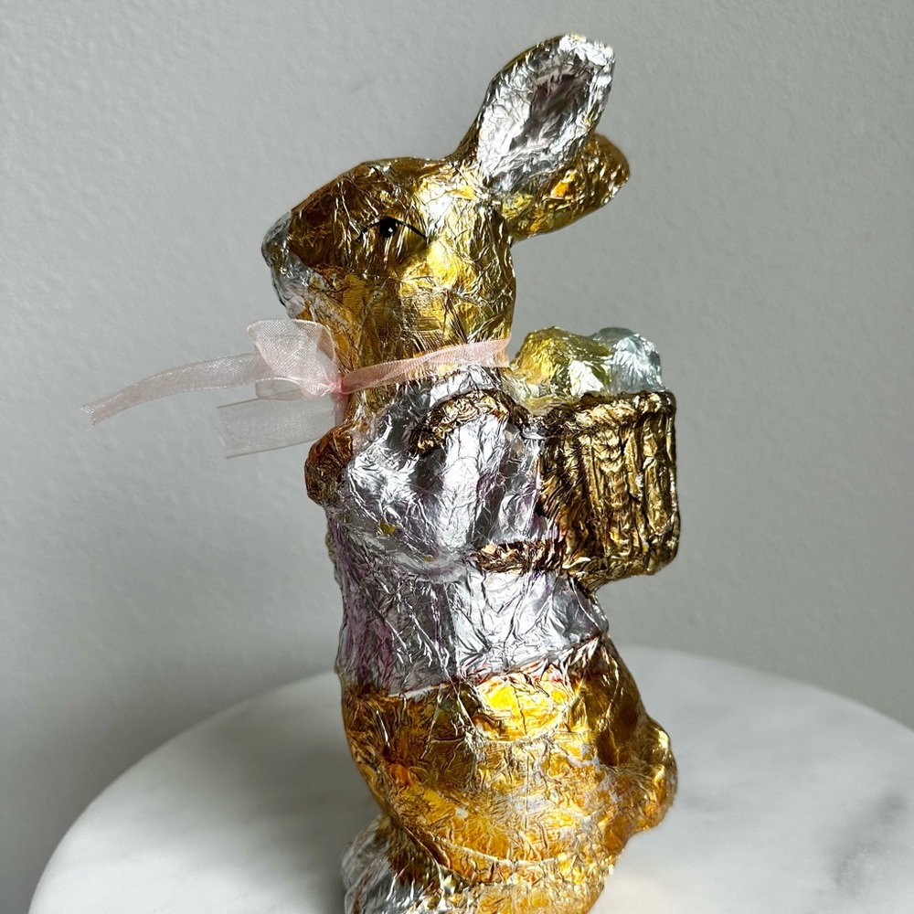 Vintage GANZ Gold & Silver Foil Wrapped Faux Chocolate Easter Spring Bunny eggs